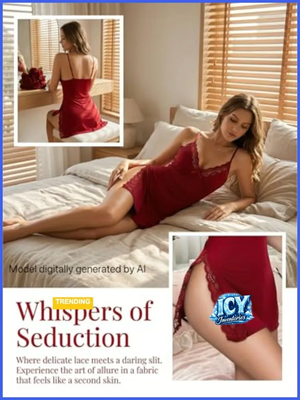 Women's Lace Babydoll Chemise Silky Stretch Sleepwear